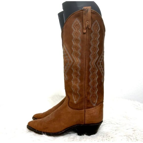 VTG 90s Dan Post Women’s Western Cowboy Boots Light Brown Size 7.5 Rodeo - Picture 1 of 16